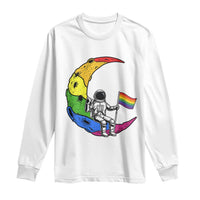 Rainbow Astronaut On The Moon LGBT Long Sleeve Shirt Spaceman Pride Month