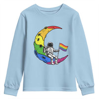 Rainbow Astronaut On The Moon LGBT Youth Sweatshirt Spaceman Pride Month