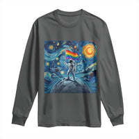 LGBTQ Rainbow Moon Astronaut Long Sleeve Shirt Starry Night Graphic