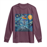 LGBTQ Rainbow Moon Astronaut Long Sleeve Shirt Starry Night Graphic