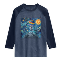 LGBTQ Rainbow Moon Astronaut Raglan Shirt Starry Night Graphic