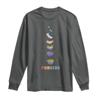 Purride Rainbow Cat Moon Cycles Long Sleeve Shirt LGBQT Pride Feline Space