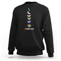 Purride Rainbow Cat Moon Cycles Sweatshirt LGBQT Pride Feline Space