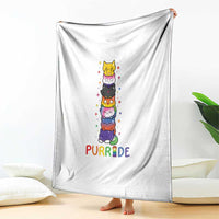 Funny Purride Stacked Cats Pride Throw Blanket Cute LGBTQ Cat Lover