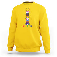 Funny Purride Stacked Cats Pride Sweatshirt Cute LGBTQ Cat Lover