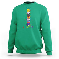 Funny Purride Stacked Cats Pride Sweatshirt Cute LGBTQ Cat Lover