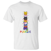 Funny Purride Stacked Cats Pride T Shirt Cute LGBTQ Cat Lover