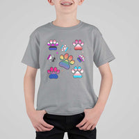 Funny Rainbow Paw Print Pride T Shirt For Kid LGBTQ Pet Lover