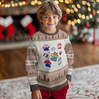 Funny Rainbow Paw Print Pride Ugly Christmas Sweater LGBTQ Pet Lover