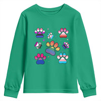 Funny Rainbow Paw Print Pride Youth Sweatshirt LGBTQ Pet Lover