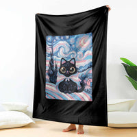Funny Transgender Cat Starry Night Throw Blanket LGBTQ Pride Support Gift