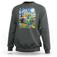 Funny Rainbow Starry Night Robot Pride Sweatshirt LGBTQ Geeky Gift