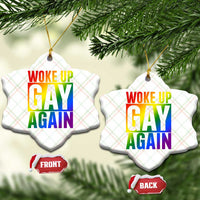 Funny LGBTQ Pride Month Ceramic Ornament Woke Up Gay Again