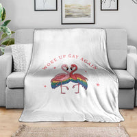 Funny Flamingos Woke Up Gay Again Throw Blanket Gift For Queer Bird Lovers