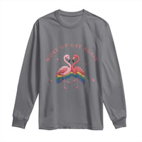 Funny Flamingos Woke Up Gay Again Long Sleeve Shirt Gift For Queer Bird Lovers