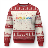 Love Is Love Rainbow Typography Ugly Christmas Sweater LGBTQ Support Gift