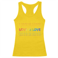Love Is Love Rainbow Typography Racerback Tank Top LGBTQ Support Gift
