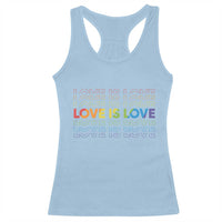 Love Is Love Rainbow Typography Racerback Tank Top LGBTQ Support Gift