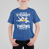 Funny LGBTQ Bowling T Shirt For Kid I May Not Be Straight But My Throws Are