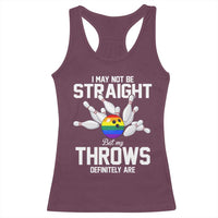 Funny LGBTQ Bowling Racerback Tank Top I May Not Be Straight But My Throws Are