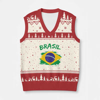Vintage Brasil Flag V-Neck Knit Sweater Vest Brazilian Heritage Pride