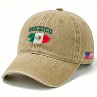 Retro Vintage Mexico Flag Washed Cotton Baseball Cap Mexican Pride Gift
