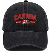 Vintage Canada Flag Washed Cotton Baseball Cap Maple Leaf Heritage Gift