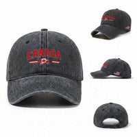 Vintage Canada Flag Washed Cotton Baseball Cap Maple Leaf Heritage Gift