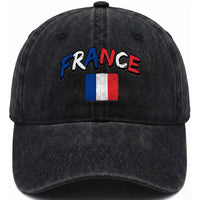Vintage France Flag French Heritage Graphic Washed Cotton Baseball Cap