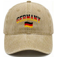 Vintage Germany Flag Washed Cotton Baseball Cap Black Red Gold German Heritage Gift