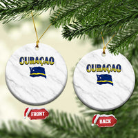 Vintage Curacao Flag Ceramic Ornament Dutch Caribbean Heritage Gift