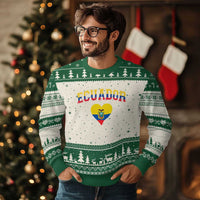 Vintage Ecuador Flag Heart Ugly Christmas Sweater Proud Ecuadorian Heritage Gift