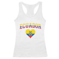 Vintage Ecuador Flag Heart Racerback Tank Top Proud Ecuadorian Heritage Gift