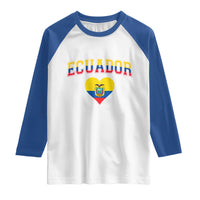 Vintage Ecuador Flag Heart Raglan Shirt Proud Ecuadorian Heritage Gift