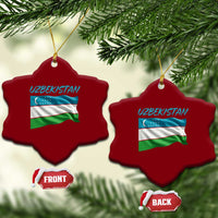 Vintage Uzbekistan Flag Ceramic Ornament Proud Uzbek Roots Gift