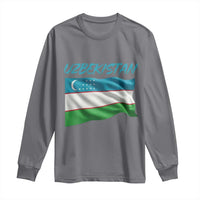 Vintage Uzbekistan Flag Long Sleeve Shirt Proud Uzbek Roots Gift