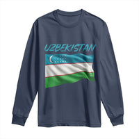 Vintage Uzbekistan Flag Long Sleeve Shirt Proud Uzbek Roots Gift