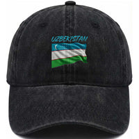 Vintage Uzbekistan Flag Washed Cotton Baseball Cap Proud Uzbek Roots Gift