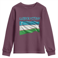 Vintage Uzbekistan Flag Youth Sweatshirt Proud Uzbek Roots Gift