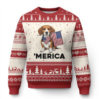 Patriotic Beagle Lover 4th Of July Dog Ugly Christmas Sweater Merica Pride