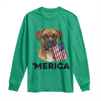 Merica Patriotic Boxer Mom Dad Gift Long Sleeve Shirt Merica 4th Of July