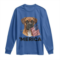 Merica Patriotic Boxer Mom Dad Gift Long Sleeve Shirt Merica 4th Of July