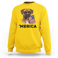Merica Patriotic Boxer Mom Dad Gift Sweatshirt Merica 4th Of July