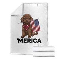 Patriotic Poodle Mom Dad Gift Throw Blanket Merica 4th Of July