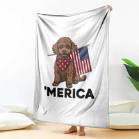 Patriotic Poodle Mom Dad Gift Throw Blanket Merica 4th Of July