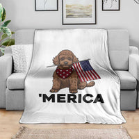 Patriotic Poodle Mom Dad Gift Throw Blanket Merica 4th Of July