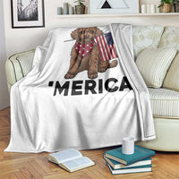 Patriotic Poodle Mom Dad Gift Throw Blanket Merica 4th Of July