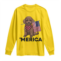 Patriotic Poodle Mom Dad Gift Long Sleeve Shirt Merica 4th Of July