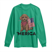 Patriotic Poodle Mom Dad Gift Long Sleeve Shirt Merica 4th Of July