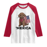 Patriotic Poodle Mom Dad Gift Raglan Shirt Merica 4th Of July